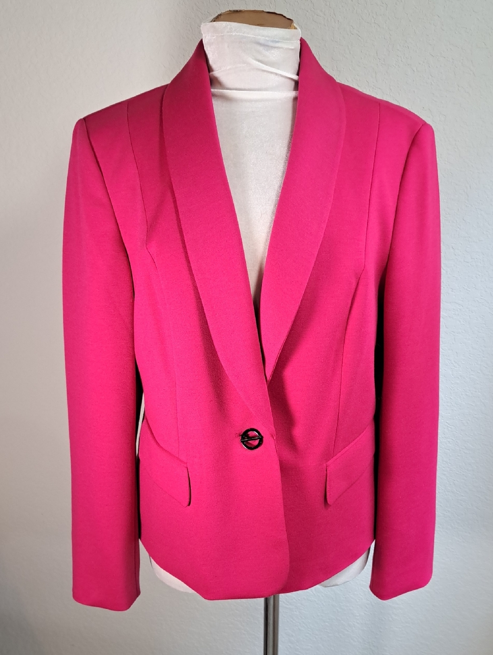 Kasper Women’s Hot Pink Tailored Single-Button Blazer Size 12 Single Button